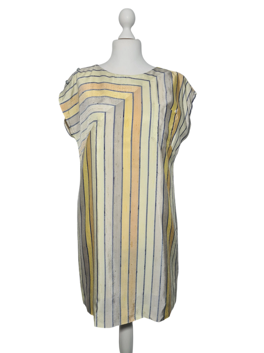 Robe vintage rayée jaune RFA années 80 T44/46 rétro