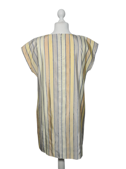 Robe vintage rayée jaune RFA années 80 T44/46 rétro