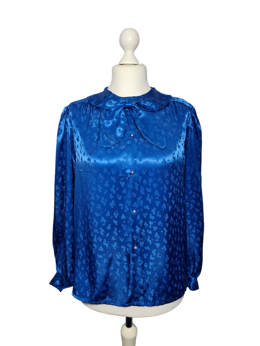 Chemisier vintage bleu roi Made in France T42 rétro