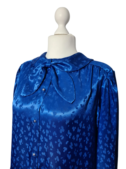 Chemisier vintage bleu roi Made in France T42 rétro