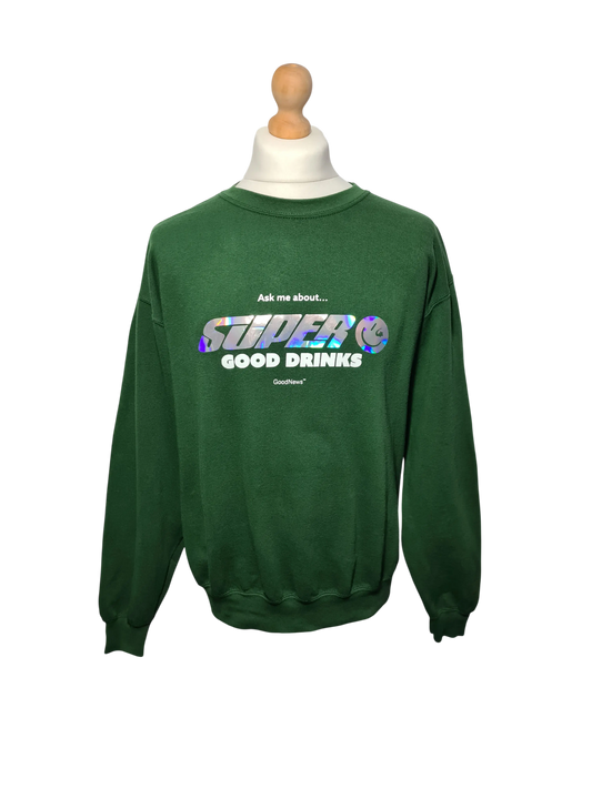 Sweat vintage vert Super Good Drinks Fruit of the Loom L