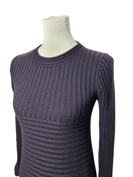 Robe pull mérinos violette moulante vintage Italie T38