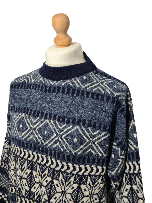 Pull jacquard vintage homme Phildar XL motif nordique