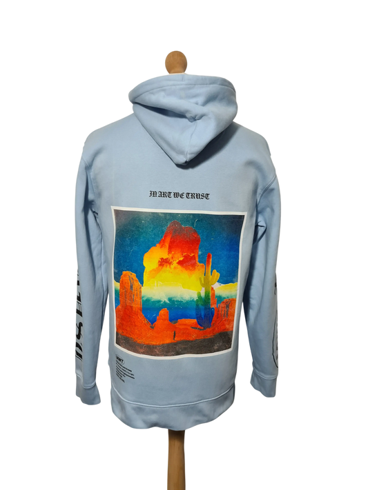Hoodie In Art We Trust bleu photo dos coton bio L Marché de Montreuil