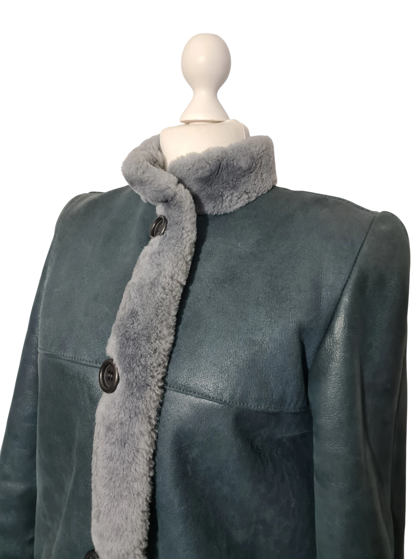 Manteau long cuir gris vintage Frylane Paris made in France