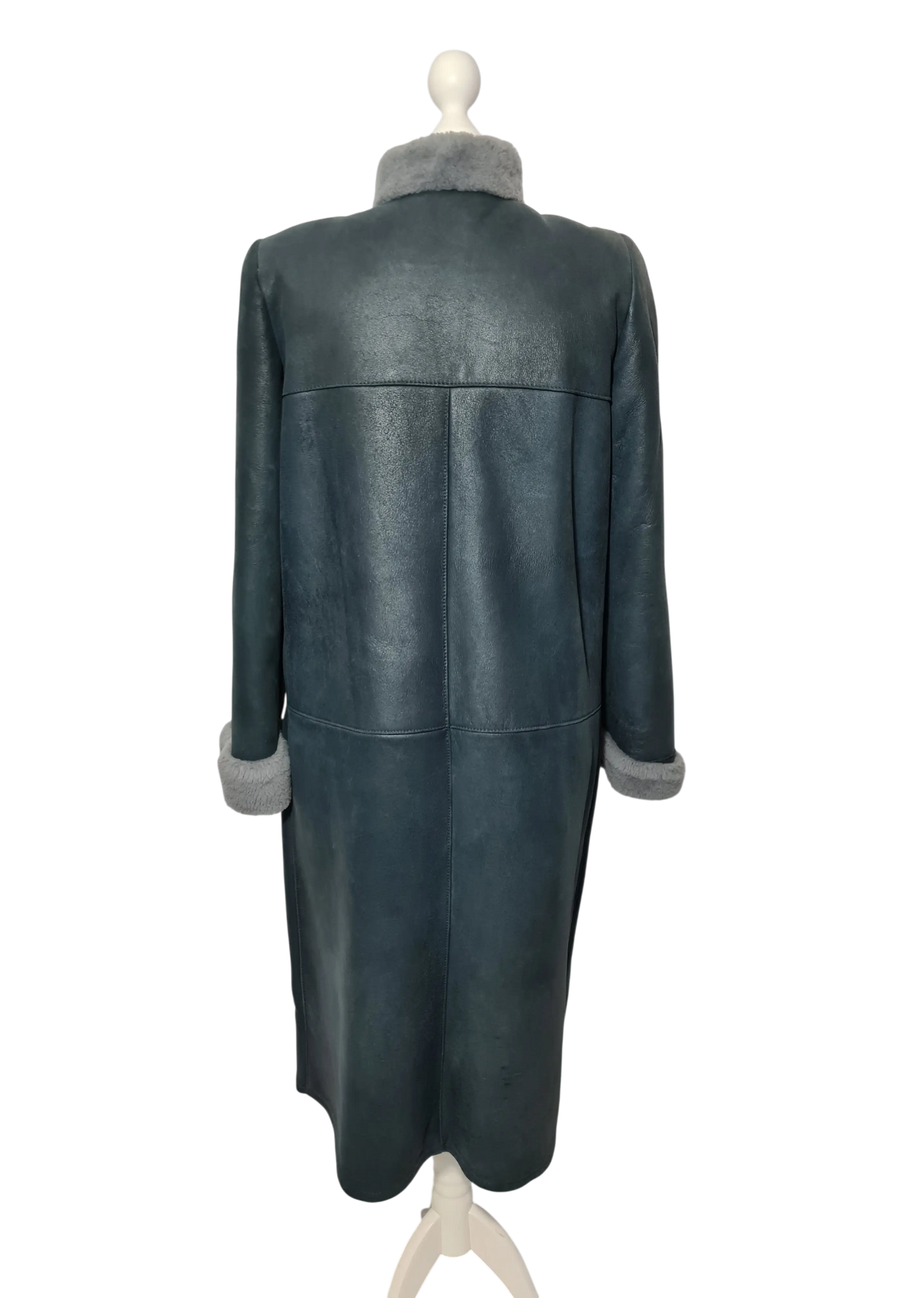 Manteau long cuir gris vintage Frylane Paris made in France