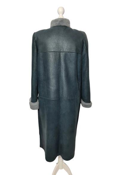 Manteau long cuir gris vintage Frylane Paris made in France