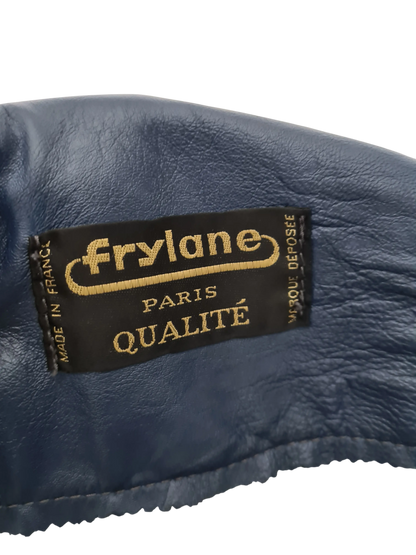 Manteau long cuir gris vintage Frylane Paris made in France