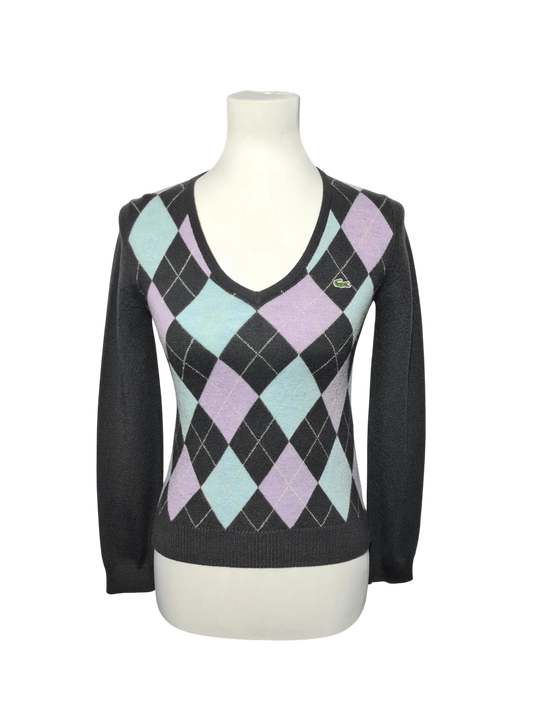 Pull Lacoste laine vierge losanges XS XXS vintage