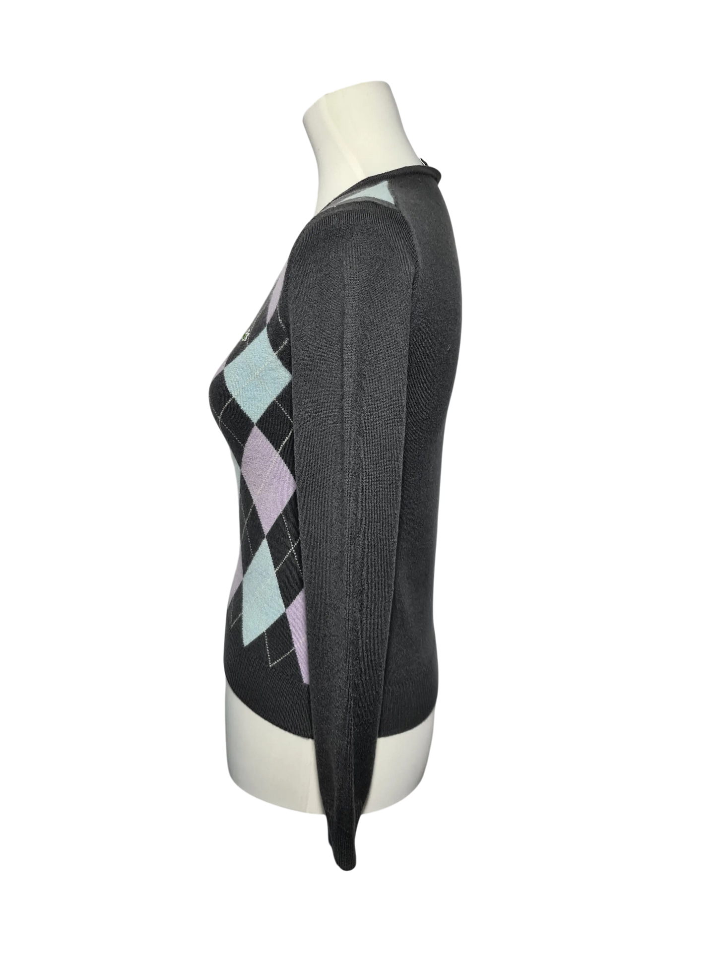 Pull Lacoste laine vierge losanges XS XXS vintage