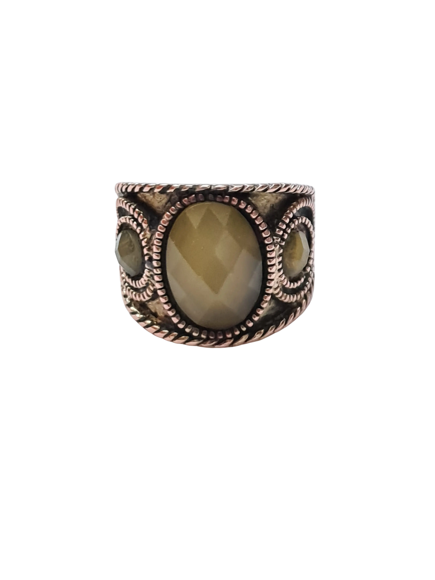 Bague vintage femme cabochons cuivre T54