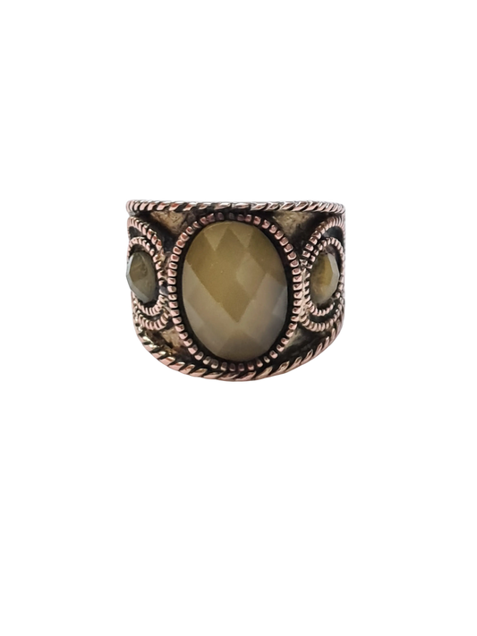 Bague vintage femme cabochons cuivre T54