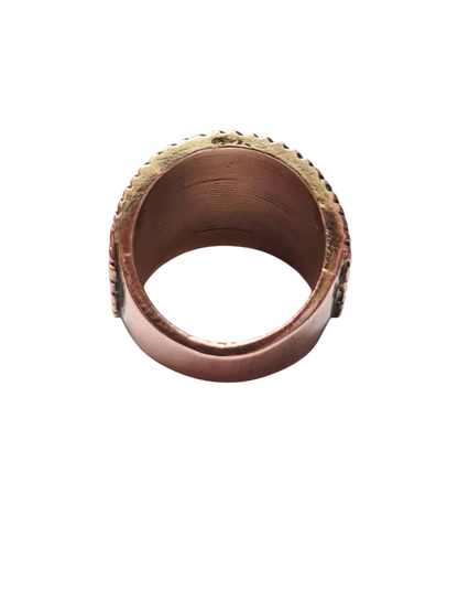 Bague vintage femme cabochons cuivre T54