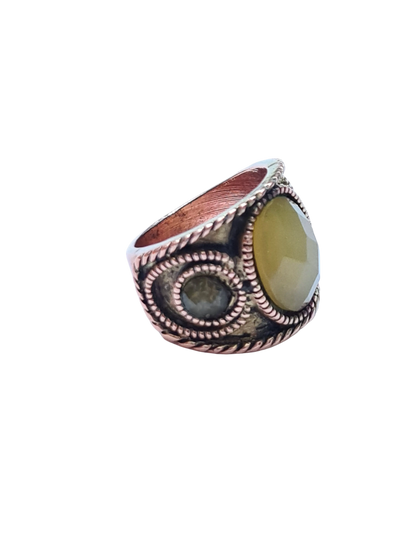 Bague vintage femme cabochons cuivre T54