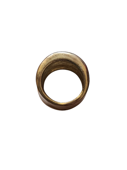 Bague vintage résine marbrée marron doré T54