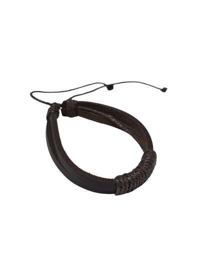 Bracelet cuir marron double cordage réglable homme
