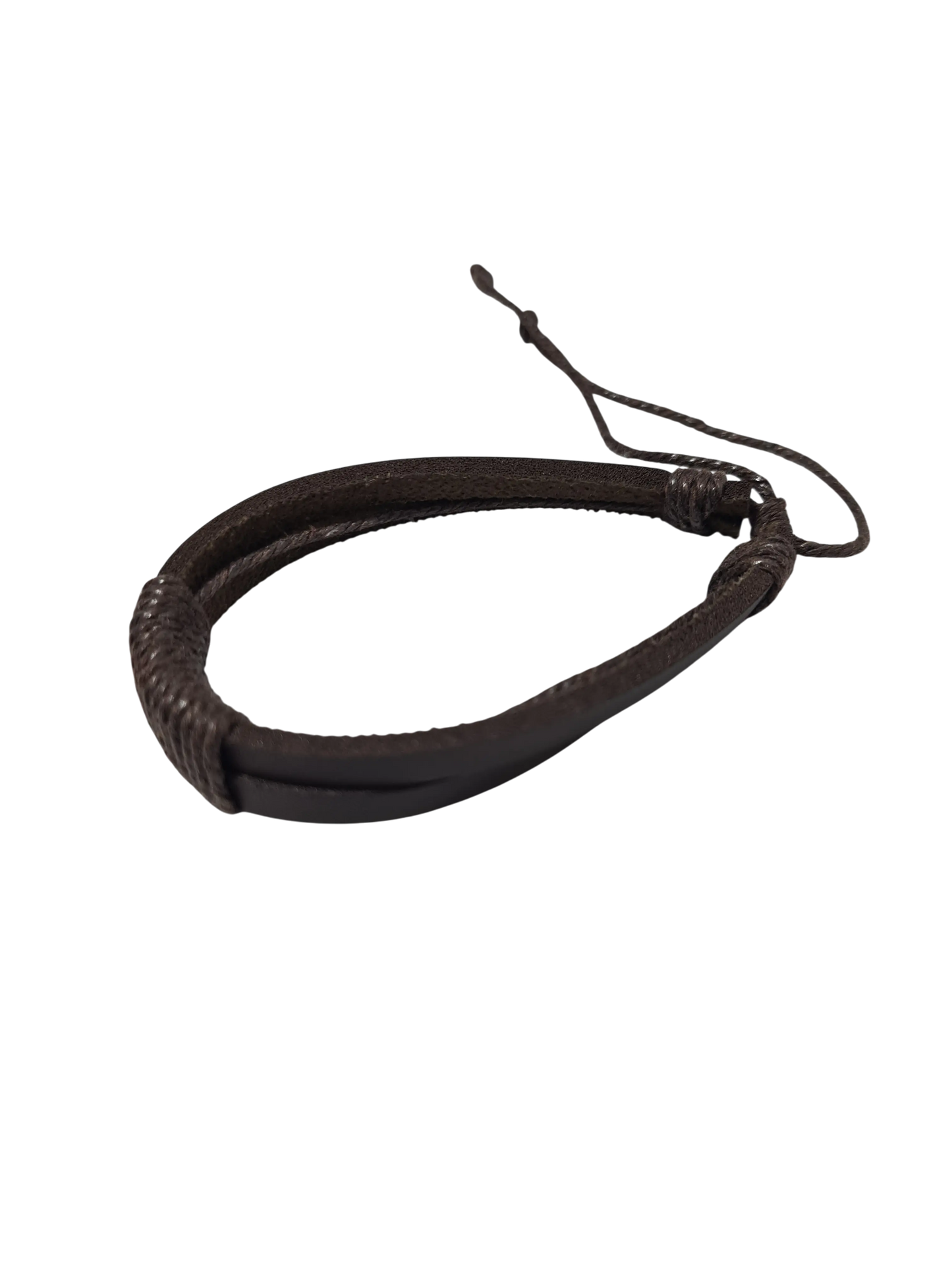 Bracelet cuir marron double cordage réglable homme