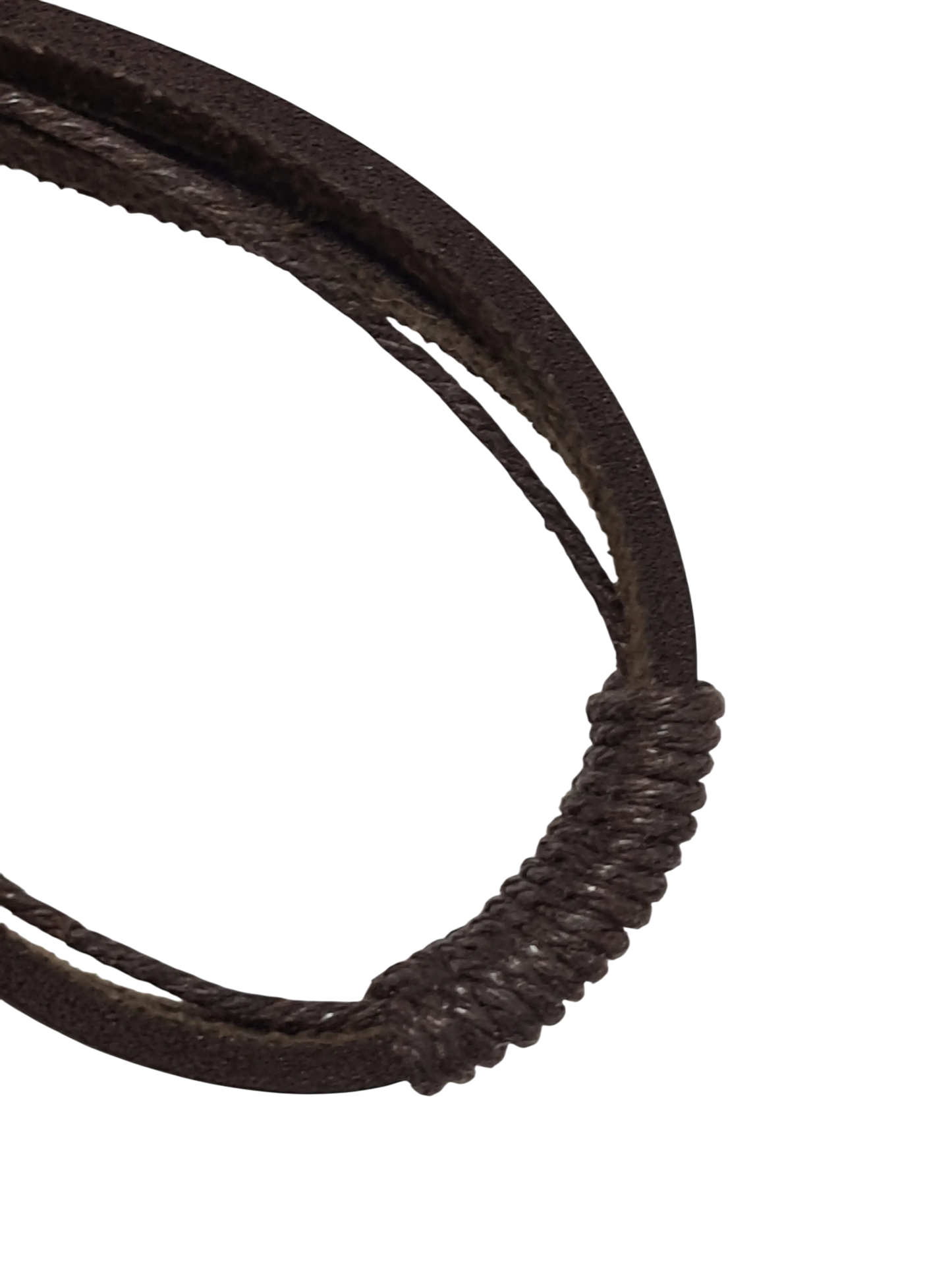 Bracelet cuir marron double cordage réglable homme