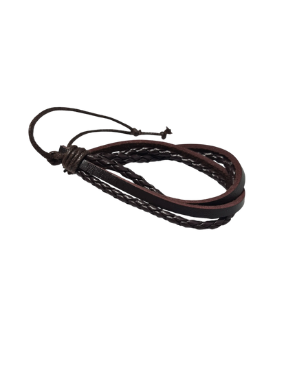 Bracelet cuir marron tressé entrecroisé réglable homme