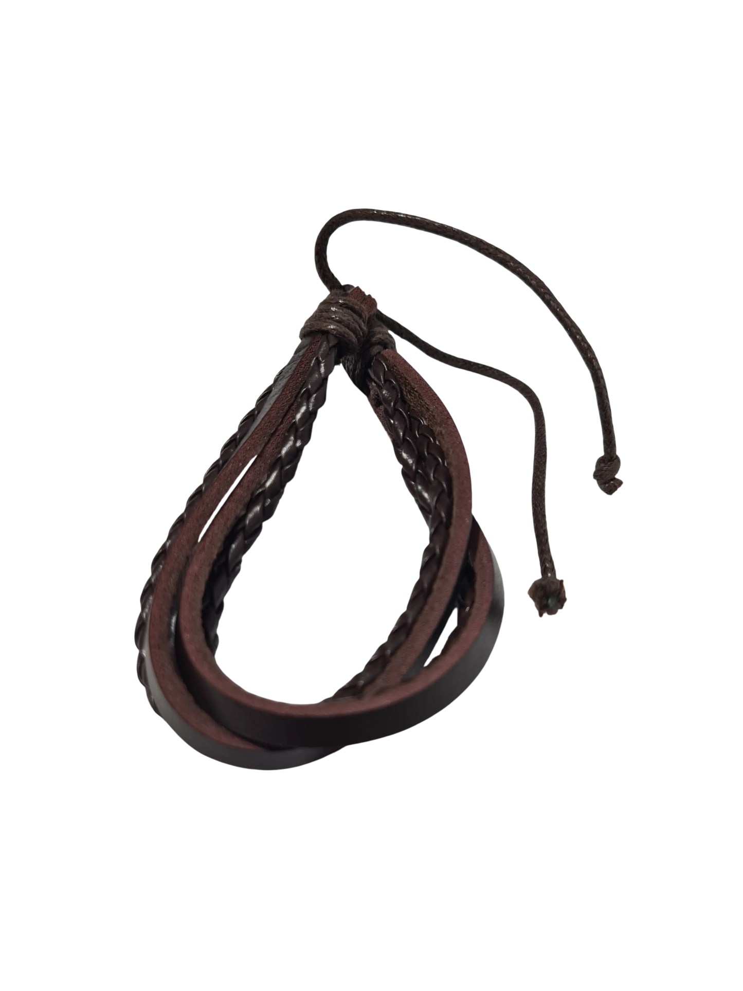 Bracelet cuir marron tressé entrecroisé réglable homme