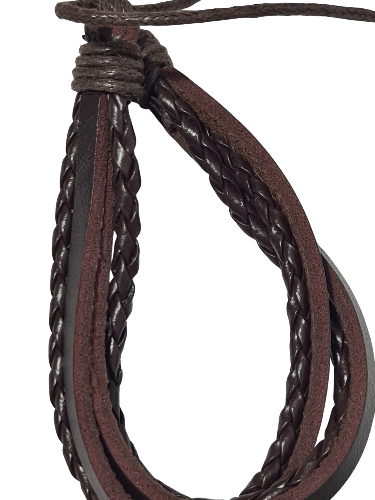 Bracelet cuir marron tressé entrecroisé réglable homme