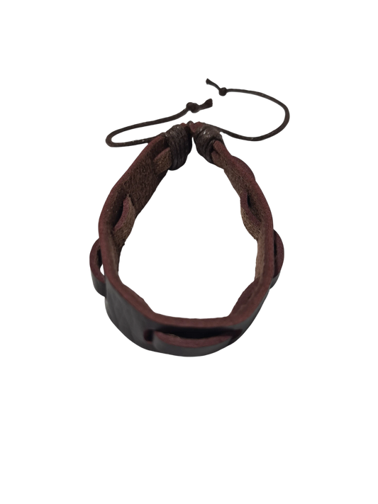 Bracelet cuir marron insert central réglable homme