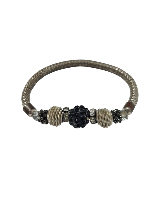 Bracelet élastique argenté strass fantaisie chic