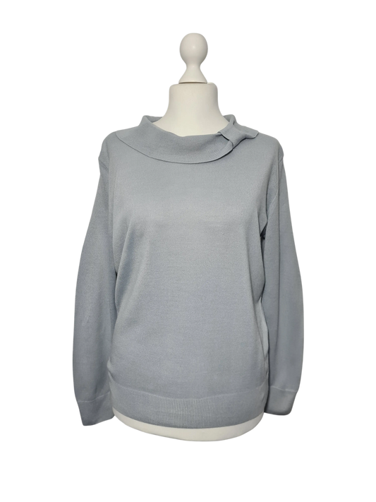 Pull Afibel gris col souple T46/48 maille douce