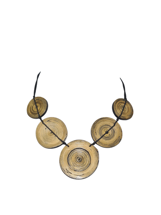 Collier bois naturel rondelles bohème artisanal