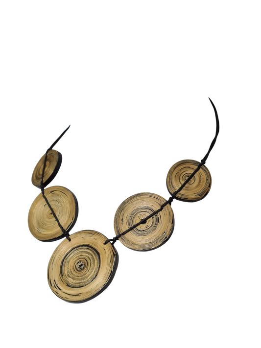 Collier bois naturel rondelles bohème artisanal