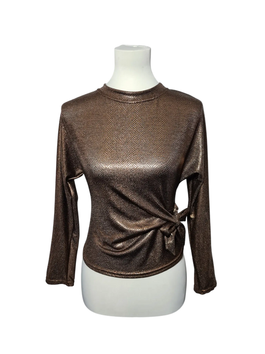 Top brillant vintage marron noué Made in France