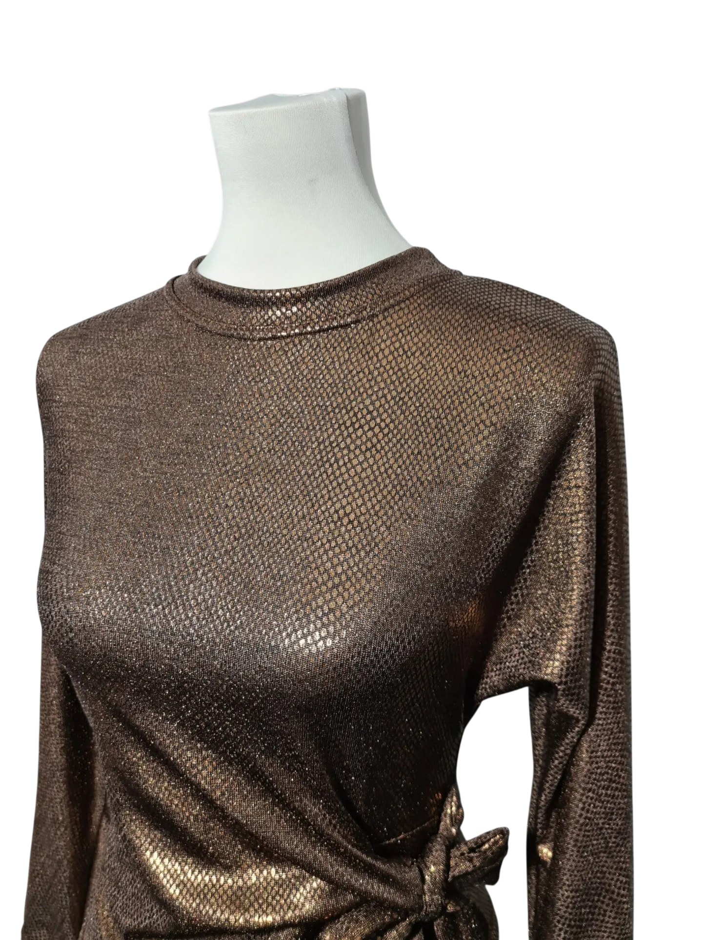 Top brillant vintage marron noué Made in France