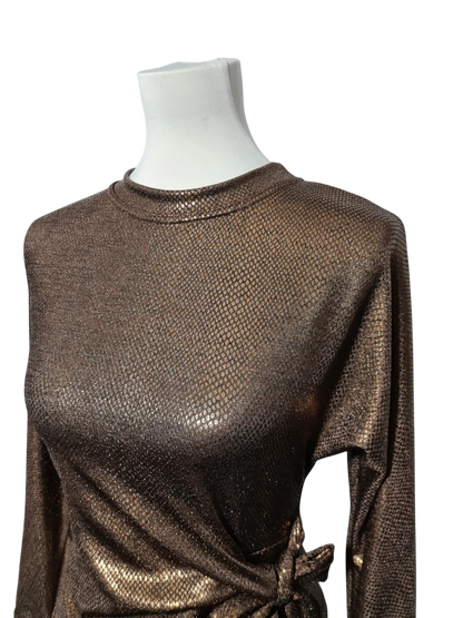 Top brillant vintage marron noué Made in France