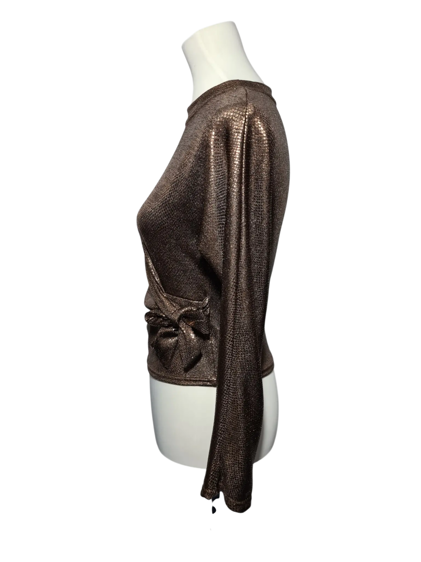 Top brillant vintage marron noué Made in France