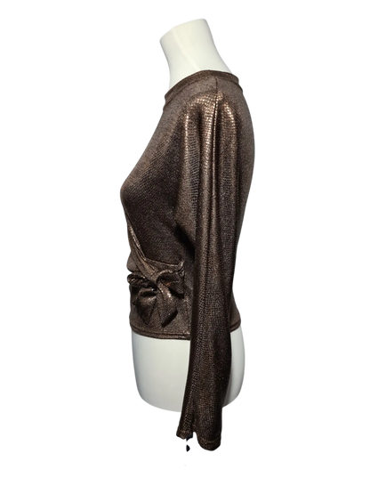 Top brillant vintage marron noué Made in France