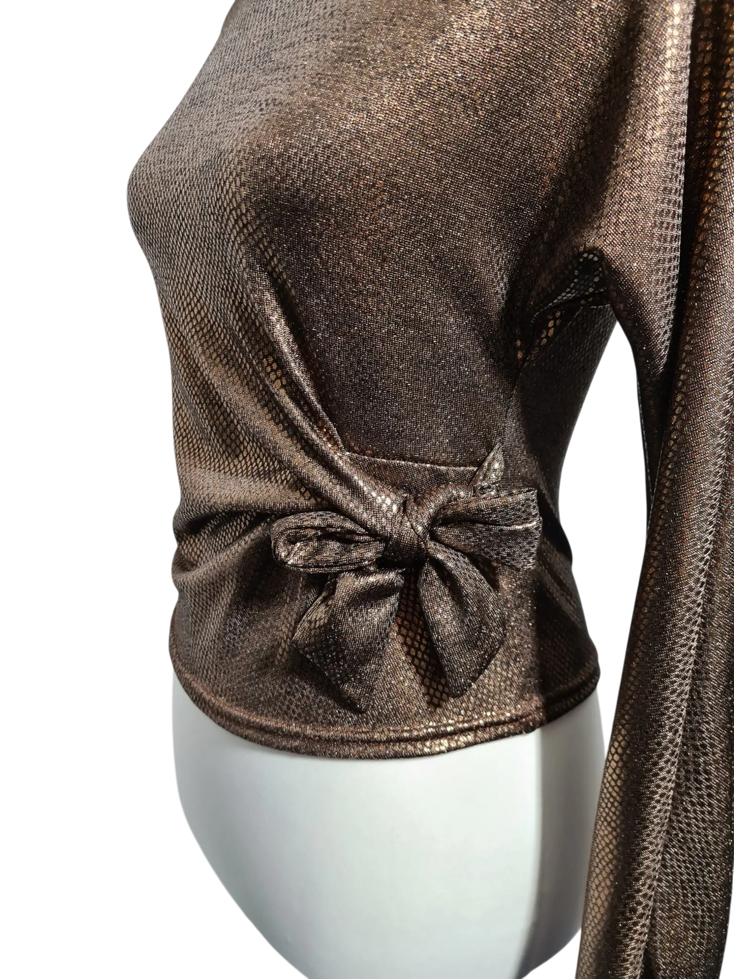 Top brillant vintage marron noué Made in France