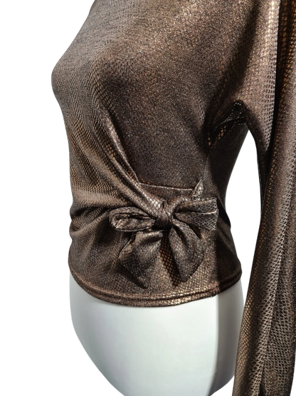 Top brillant vintage marron noué Made in France