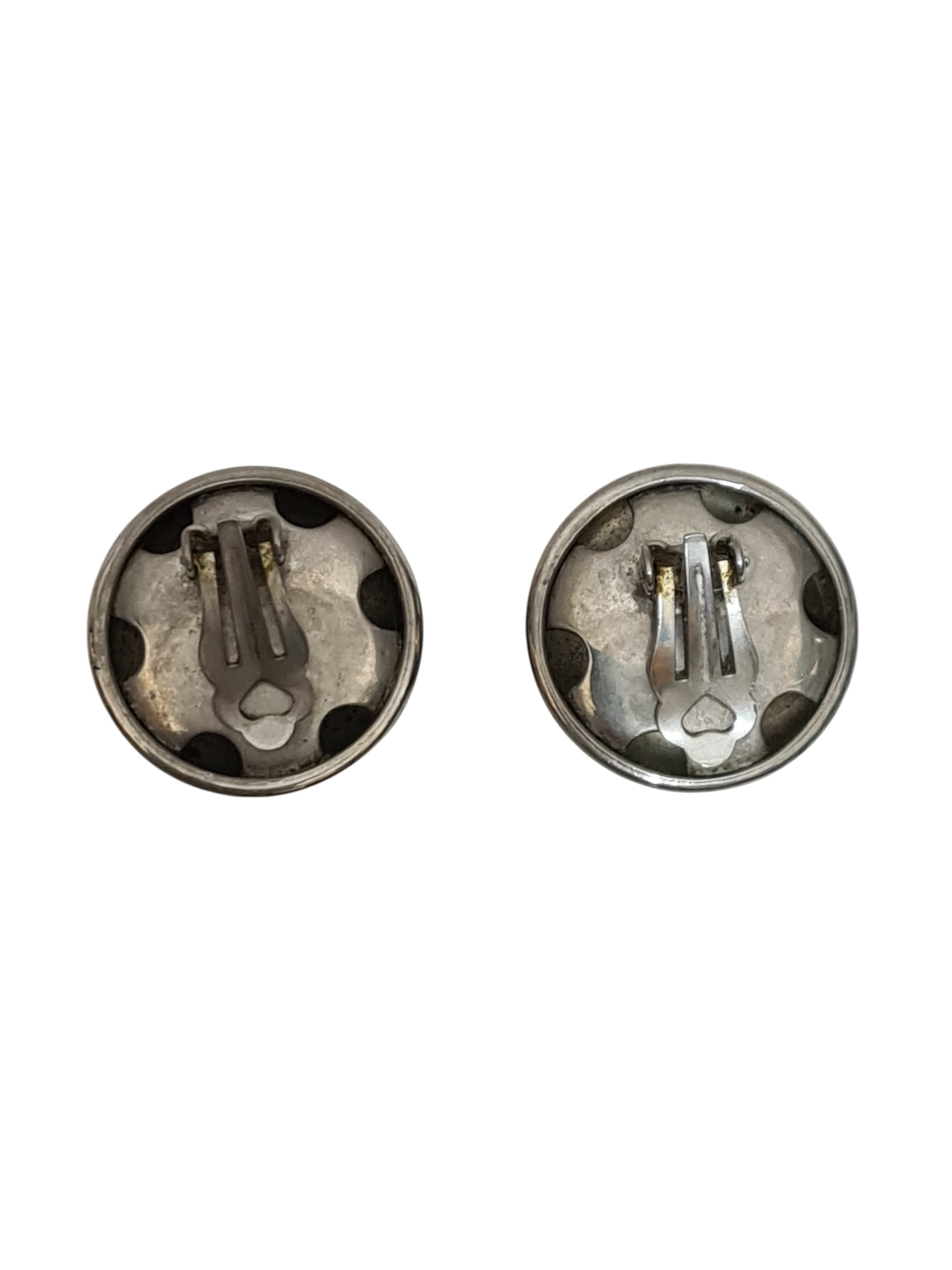 Boucles d'oreilles à clips bombées argentées effet miroir des années 80-90 EMMAUS
