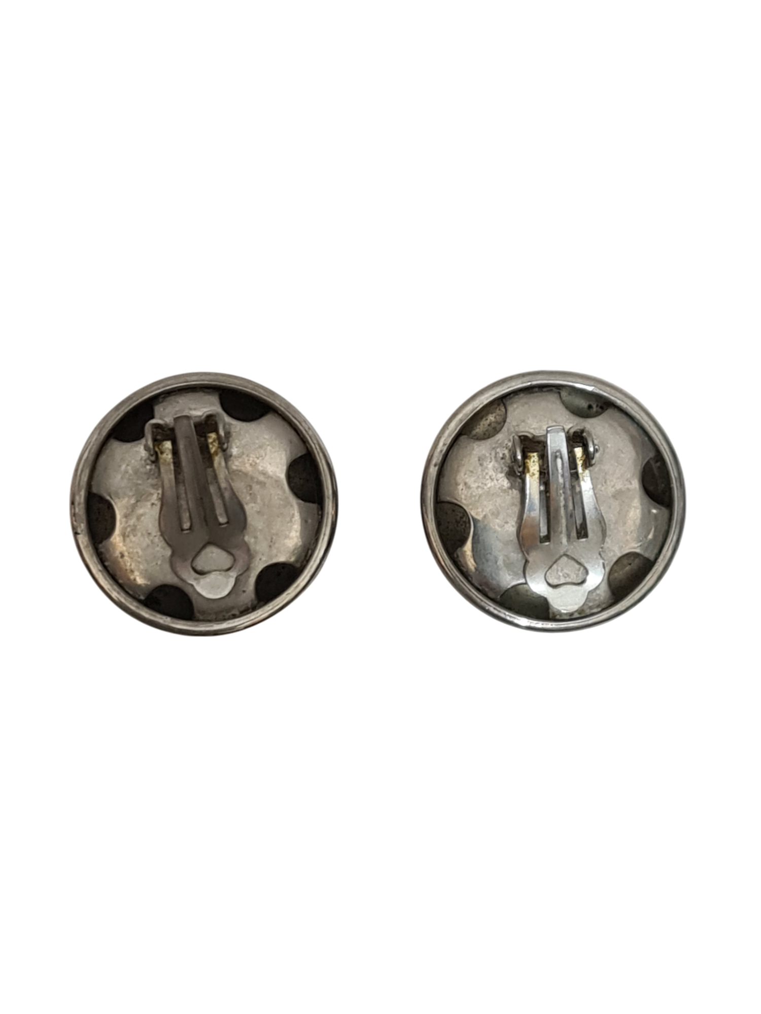 Boucles d'oreilles à clips bombées argentées effet miroir des années 80-90 EMMAUS