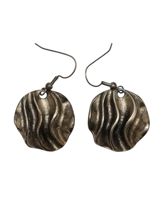 Boucles d’oreilles ondulées argentées des années 80-90