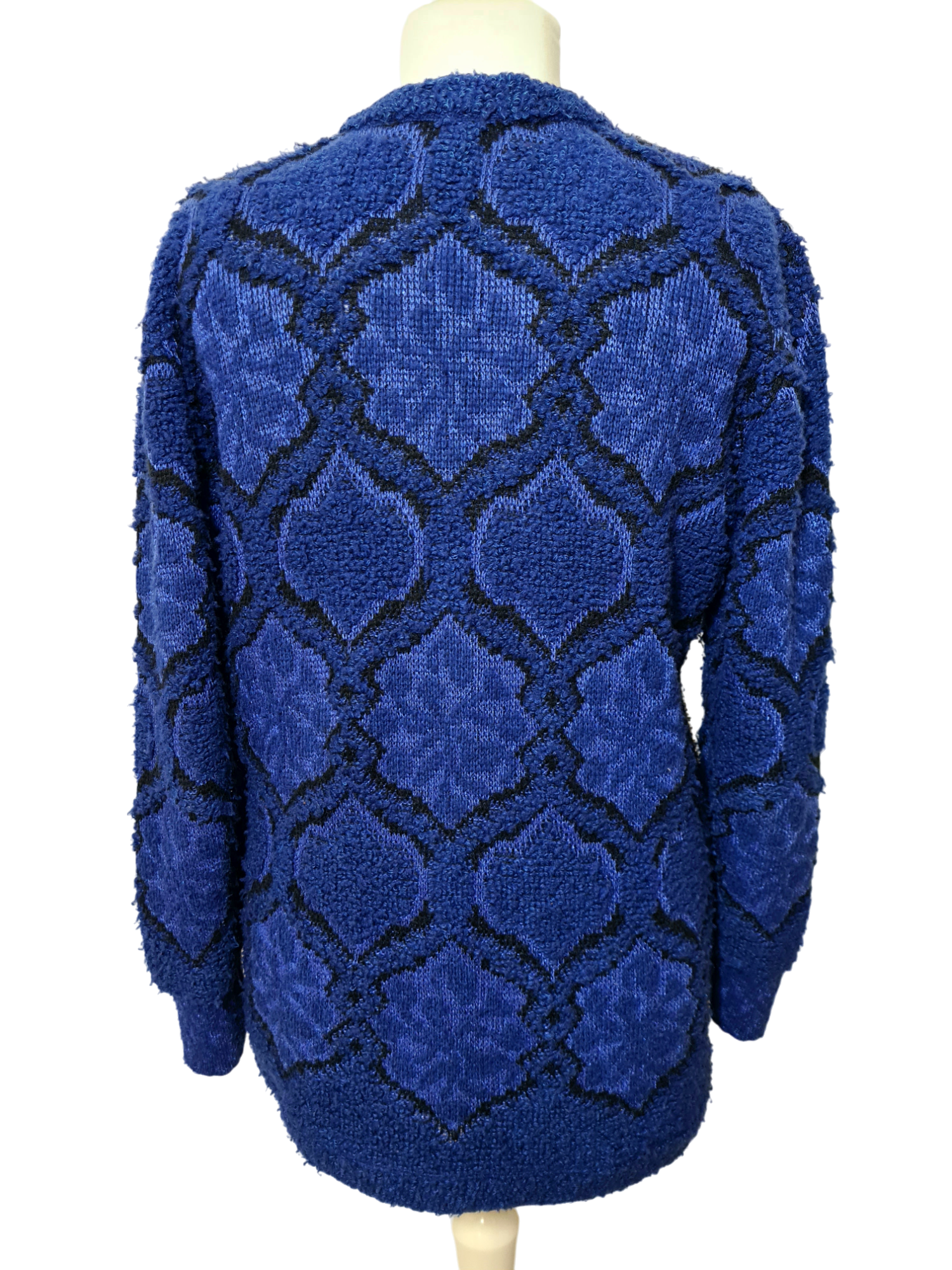 Cardigan long femme bleu Pierre Cardin vintage des années 80 EMMAUS