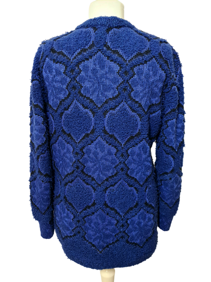 Cardigan long femme bleu Pierre Cardin vintage des années 80 EMMAUS