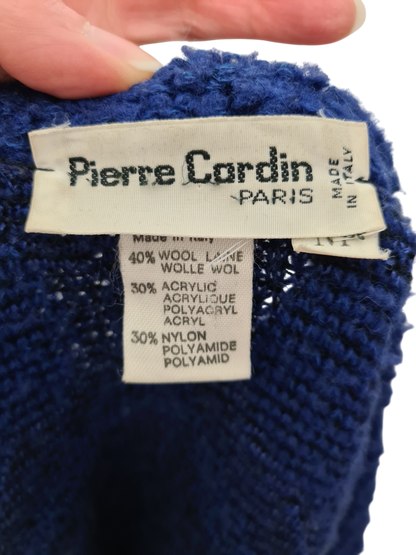 Cardigan long femme bleu Pierre Cardin vintage des années 80 EMMAUS