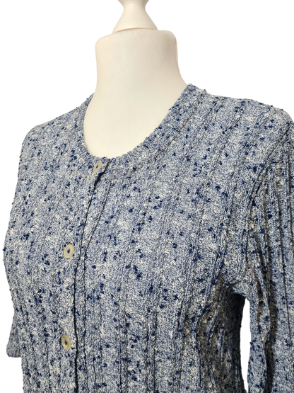 Cardigan bleu chiné manches 3/4 des années 80-90 EMMAUS