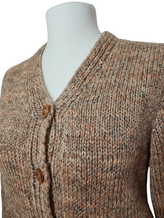 Gilet cardigan pull femme en laine mélangée tricotée des années 80-90 EMMAUS
