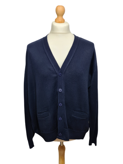 Gilet cardigan homme vintage en laine et acrylique bleu marine EMMAUS