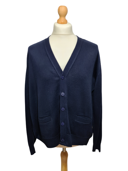 Gilet cardigan homme vintage en laine et acrylique bleu marine EMMAUS