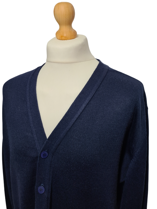 Gilet cardigan homme vintage en laine et acrylique bleu marine EMMAUS