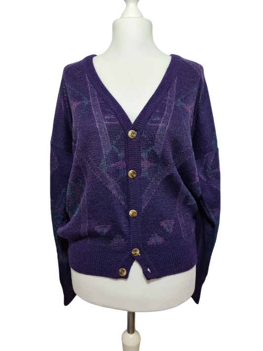 Cardigan femme oversize violet des années 80-90 EMMAUS