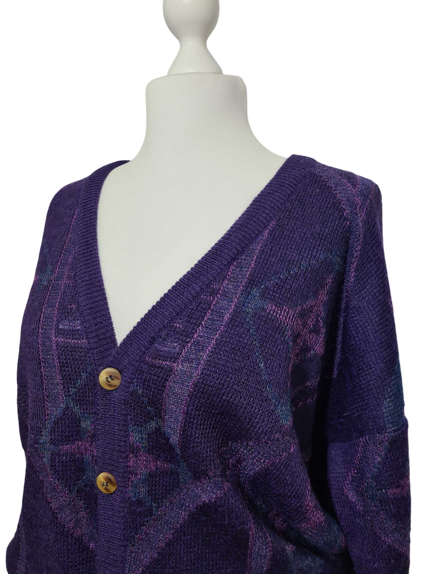 Cardigan femme oversize violet des années 80-90 EMMAUS